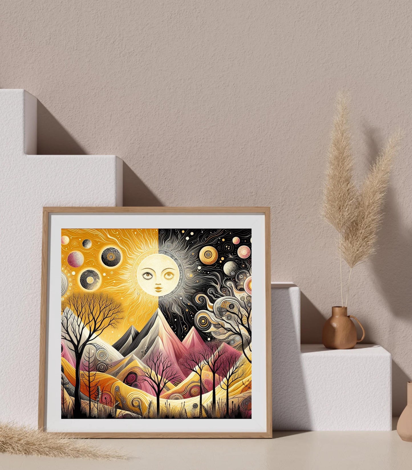 Pink Woman Sunset Wall Art Congo Poster, Peruvian, Shamanic Visionary Travel Art, Black Art, African Art, Tucson Arizona Artwork Poster