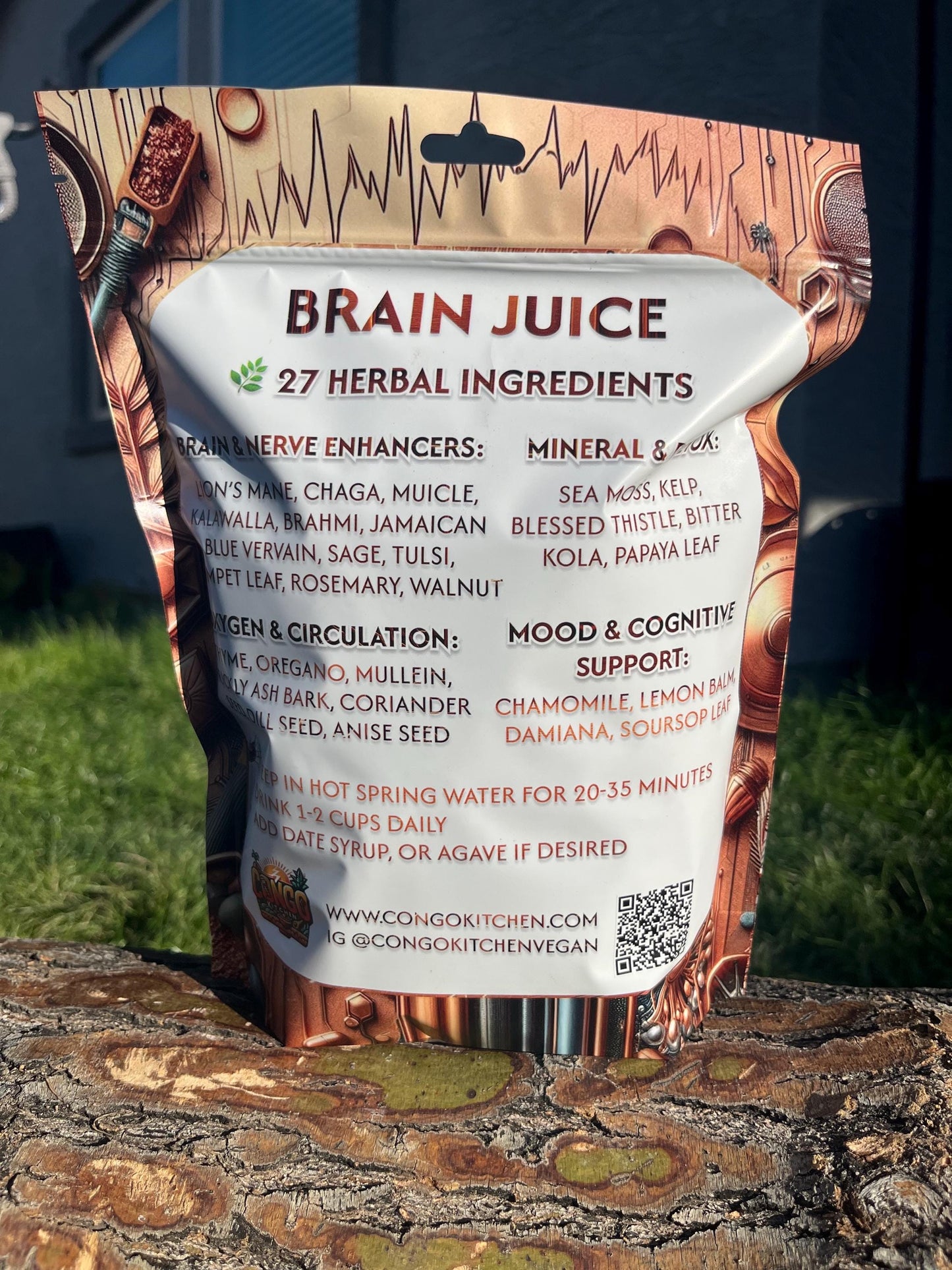 Alkaline Brain & Nerves Cleanse Tea • Over 27 Herbs! 100% Organic Vegan Nootropic Tea Blend Raise PH | Copper Carbon + Oxygen Lions Mane