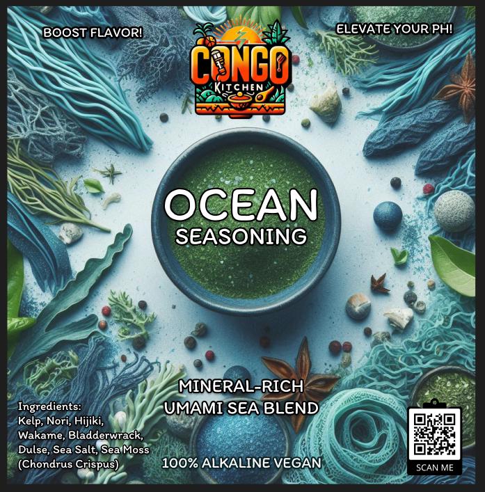 Ocean Seasoning Bulk Pack | Alkaline Mineral-Rich Sea Blend | Kelp, Dulse, Sea Moss Smoked Sea Salt and Wakame | Umami Vegan Seafood Flavor