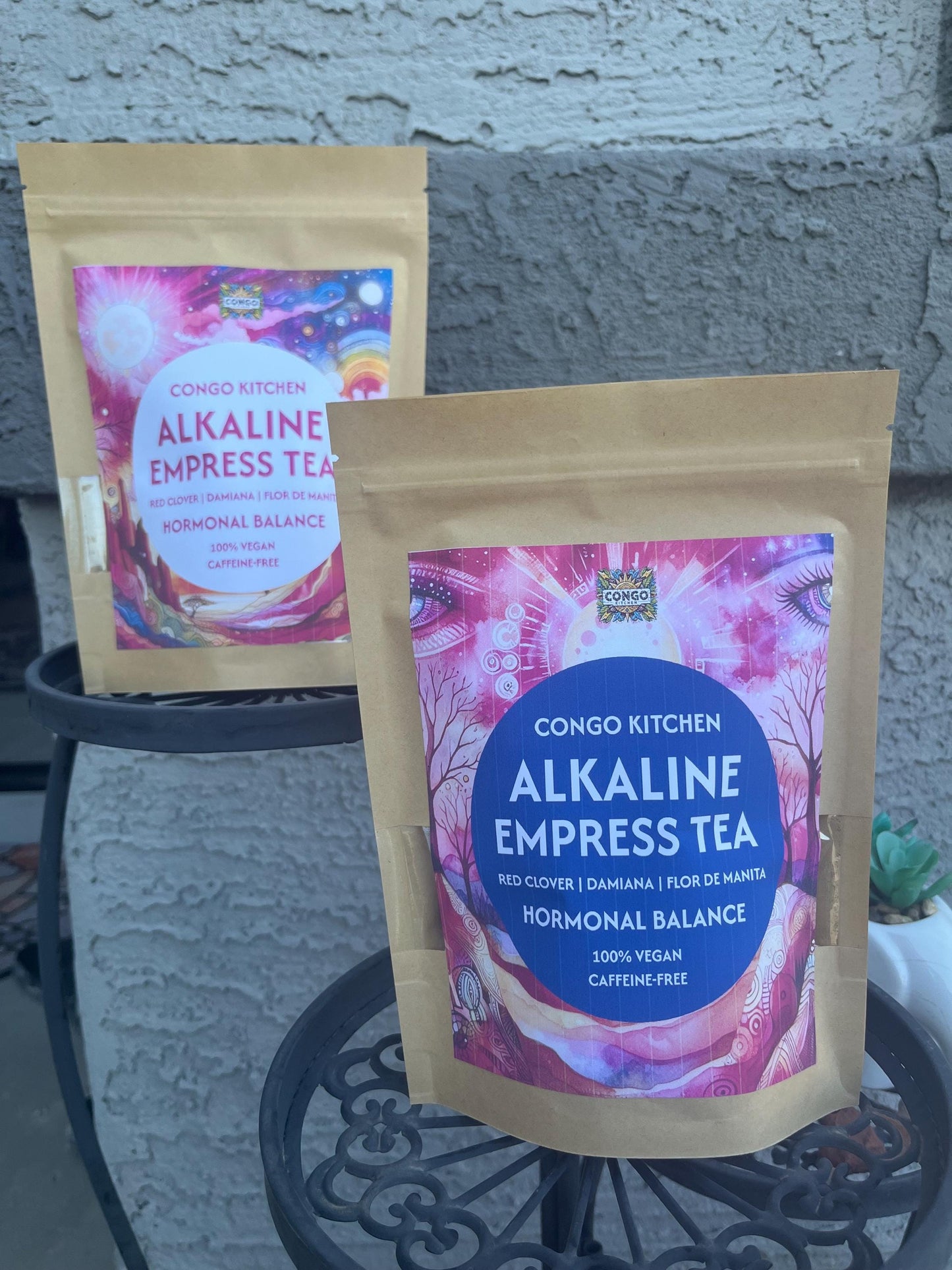 Women's PH + Berry Infused Flower Tea | Iron + Magnesium Damiana Red Clover & Blue Lotus | 100% Natural Herbal Female Mix | Congo Kitchen