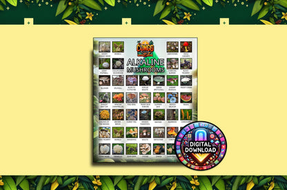 Alkaline Food, Alkaline Mushrooms List | Alkaline Vegan Electric MUSHROOM Food Chart Poster | List of Dr Sebi Approved Foods Digital Print