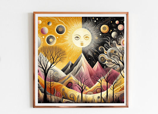 Pink Woman Sunset Wall Art Congo Poster, Peruvian, Shamanic Visionary Travel Art, Black Art, African Art, Tucson Arizona Artwork Poster