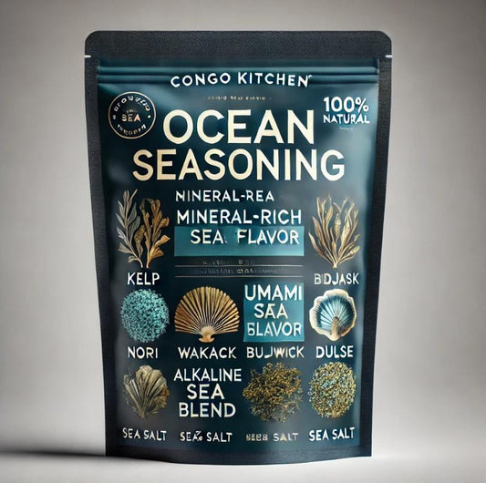 Ocean Seasoning Bulk Pack | Alkaline Mineral-Rich Sea Blend | Kelp, Dulse, Sea Moss Smoked Sea Salt and Wakame | Umami Vegan Seafood Flavor