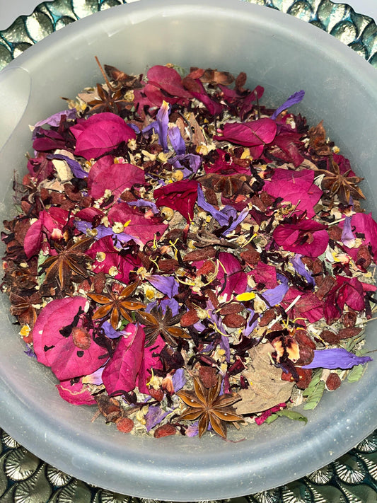 Women's PH + Berry Infused Flower Tea | Iron + Magnesium Damiana Red Clover & Blue Lotus | 100% Natural Herbal Female Mix | Congo Kitchen