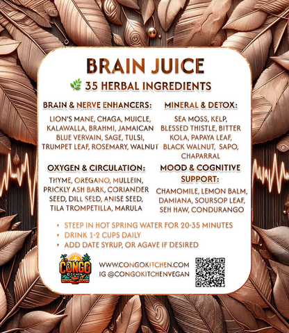 Alkaline Copper Brain Juice 100% Vegan Herbal Nootropic Tea Additive and Chemical-Free | Raise PH | Carbon + Oxygen | Brain & Nerves
