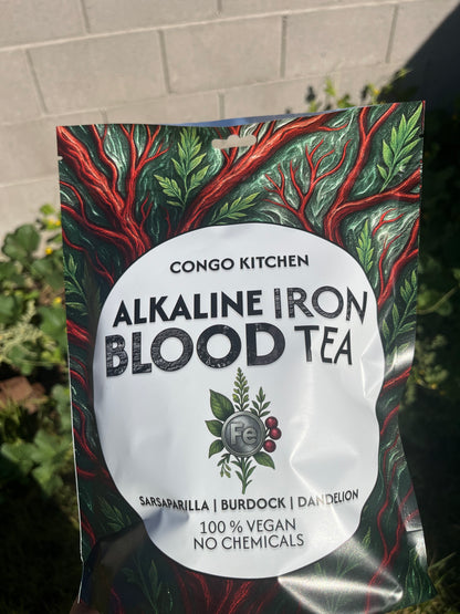 Alkaline Iron Phosphate Tea | Congo Kitchen Herbal Blend | Root & Berry Infusion | Organic Plant-Based | Sarsaparilla, Elderberry, Dandelion