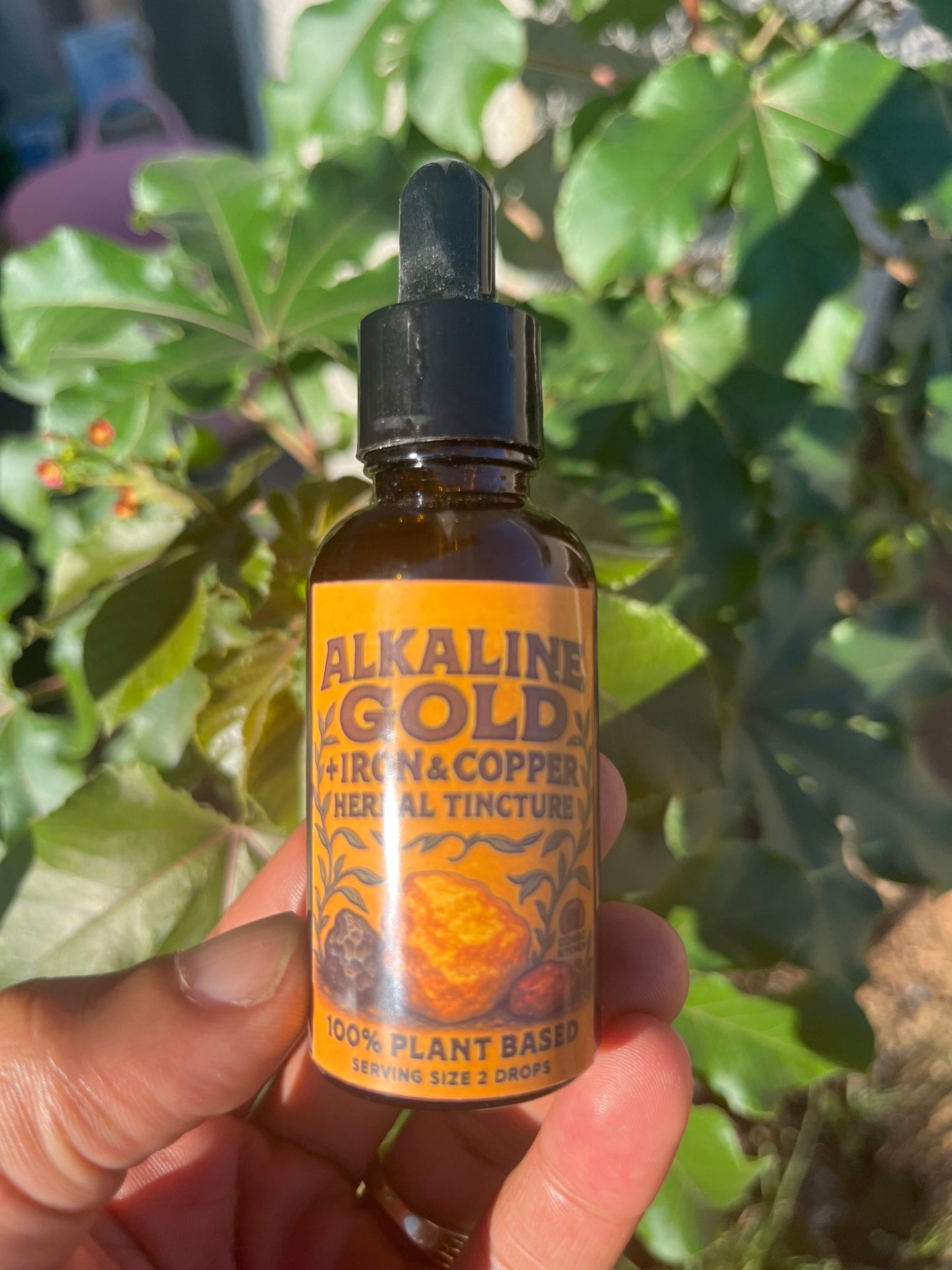 Alkaline Gold Heart + Iron & Copper Herbal Tincture | Liquid Gold Open Heart and 3rd Eye Lung Blood and Nerves Cleanse Mom Dad Parent Gift