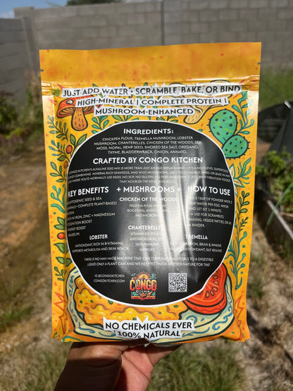 Vegan Egg substitute Mix – Superfood Blend with Chick Pea Mushrooms & Sea Moss – Plant-Based Egg Substitute Gluten-Free Alkaline Food Iron