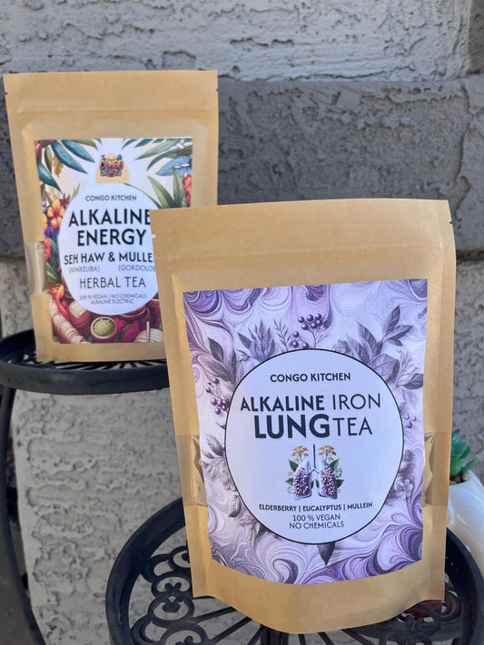 Alkaline Iron Lung Tea | Congo Kitchen Herbal Blend | Root & Berry Infusion | Organic Plant-Based | Mullein, Elderberry, Eucalyptus