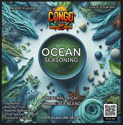 Ocean Seasoning Bulk Pack | Alkaline Mineral-Rich Sea Blend | Kelp, Dulse, Sea Moss Smoked Sea Salt and Wakame | Umami Vegan Seafood Flavor