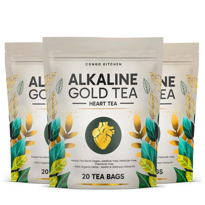 Premium Alkaline Tea Sampler Pack | 5-10 Tea Bags | 1-2 Tea bags of each Gold Heart, Copper Brain, Pain + Bone , Congo Red, Alkaline Coffee