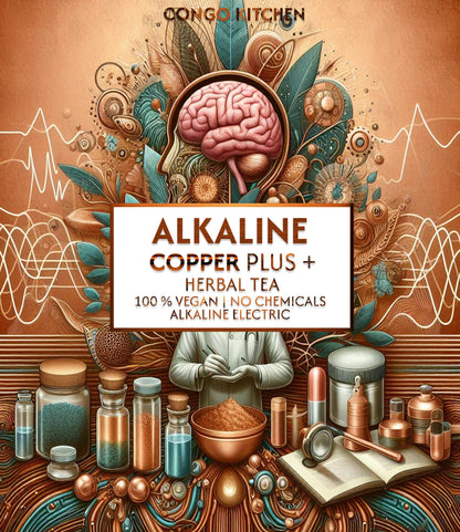 Copper Brain & Nerves Juice Plus • 27 Herbs! 100% Organic Vegan Nootropic Tea Blend Alkaline and Chemical-Free | Raise PH | Carbon + Oxygen
