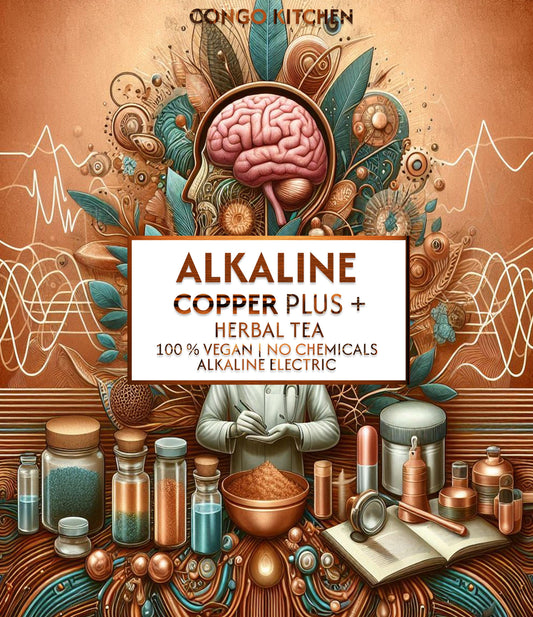 Copper Brain & Nerves Juice Plus • 27 Herbs! 100% Organic Vegan Nootropic Tea Blend Alkaline and Chemical-Free | Raise PH | Carbon + Oxygen