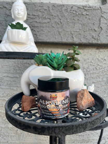 Alkaline Charcoal Tooth Powder | Re-mineralizing Vegan Blend | Chemical-Free • 100% Herbal Organic • Oral Gum Health | Fluoride Free