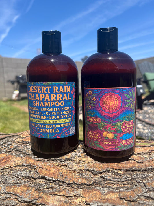 Desert Rain Chaparral Shampoo Body & Wash | Creosote Larrea Tridentata African Black Soap Eucalyptus  - Scalp Care Detox, Strengthen Roots