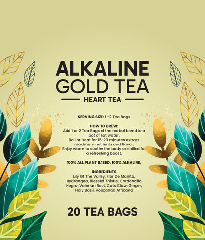 Premium Heart Tea | 100% Herbal Alkaline Gold Blend | Organic Vegan Dr Sebi Approved Herbs | Flor de Manita, Red Clover, Lily Of The Valley