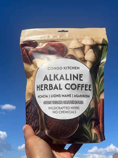 Mushroom Iron Rich Alkaline Coffee | Rich & Bold Caffeine-Free Superfood Blend | Kinkeliba, Mushrooms Maya Nut | Energy Focus Drink