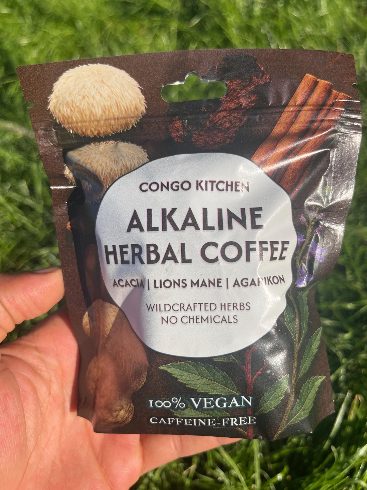 Mushroom Iron Rich Alkaline Coffee | Rich & Bold Caffeine-Free Superfood Blend | Kinkeliba, Mushrooms Maya Nut | Energy Focus Drink