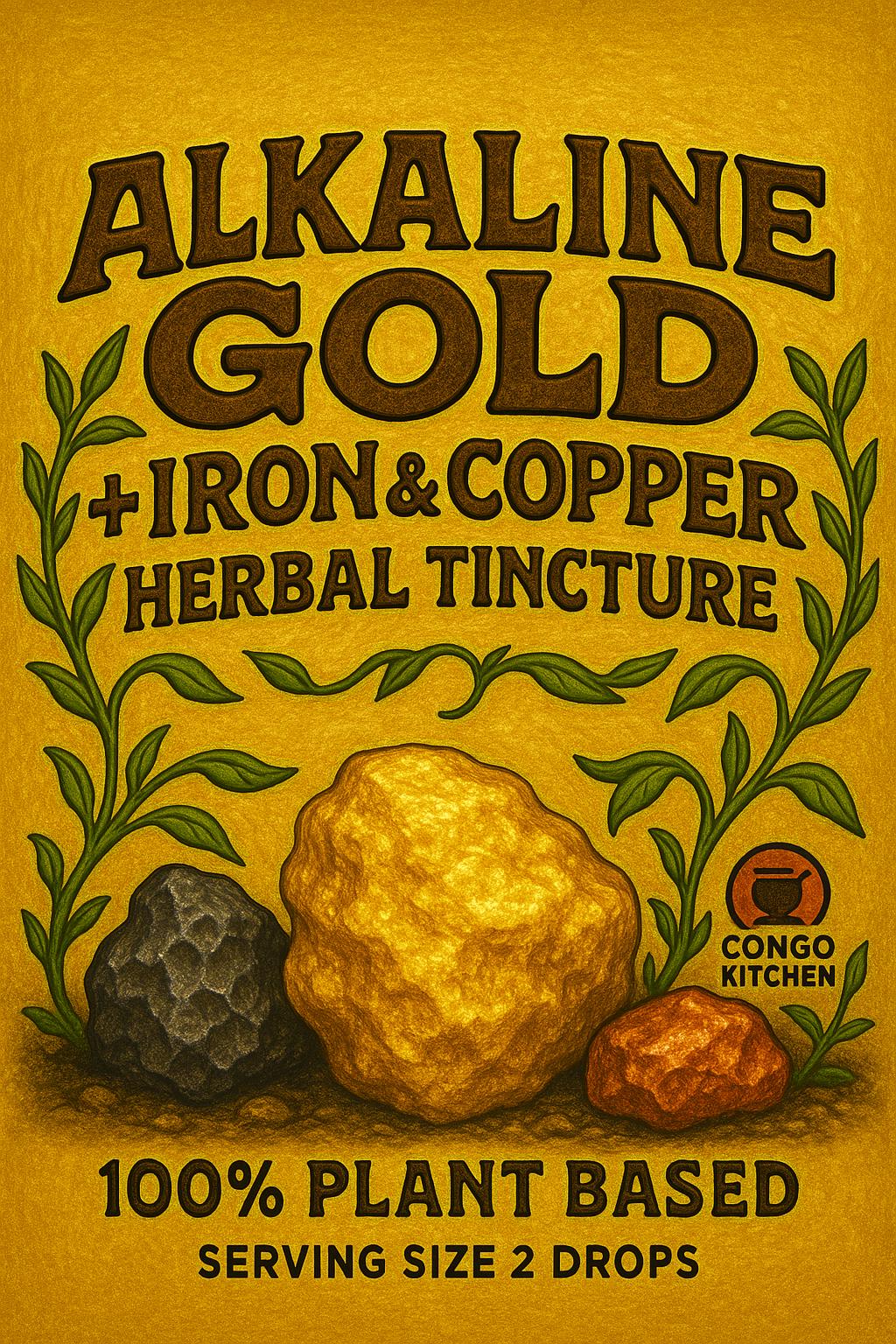 Alkaline Gold Heart + Iron & Copper Herbal Tincture | Liquid Gold Open Heart and 3rd Eye Lung Blood and Nerves Cleanse Mom Dad Parent Gift