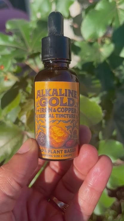Alkaline Gold Heart + Iron & Copper Herbal Tincture | Liquid Gold Open Heart and 3rd Eye Lung Blood and Nerves Cleanse Mom Dad Parent Gift
